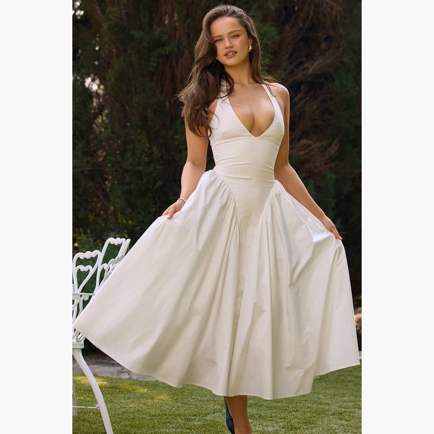 Weißes Spitzenkleid Damen