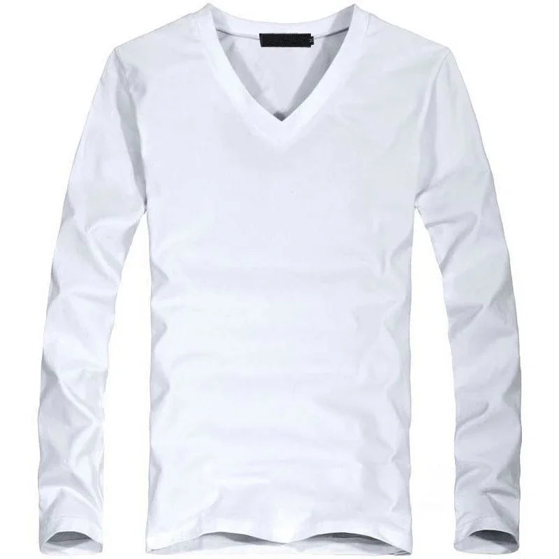 Herren V-Neck Langarm T-Shirt