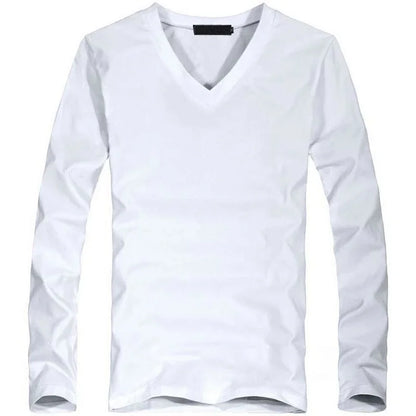 Herren V-Neck Langarm T-Shirt