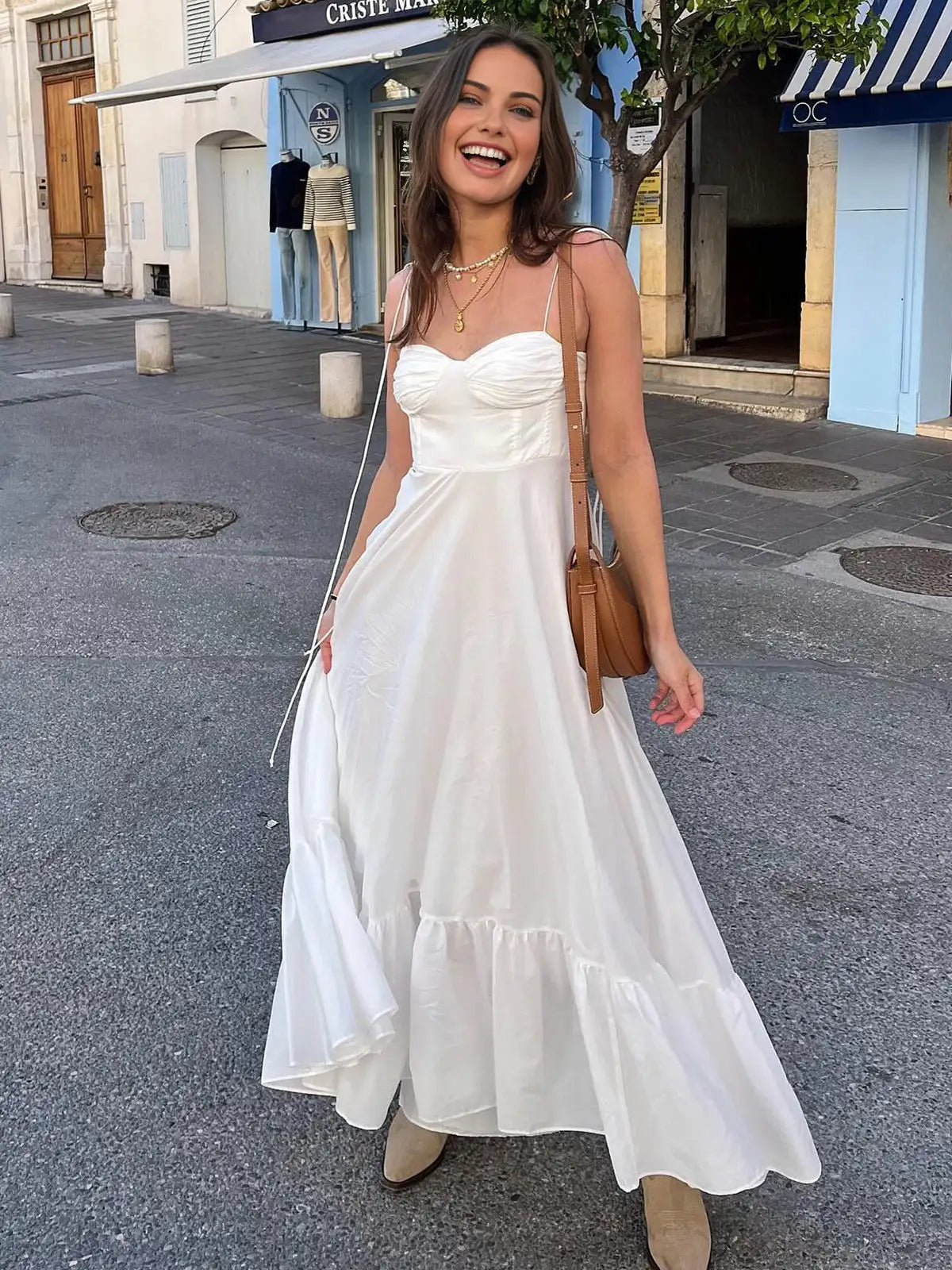 Weißes Spitzenkleid Damen