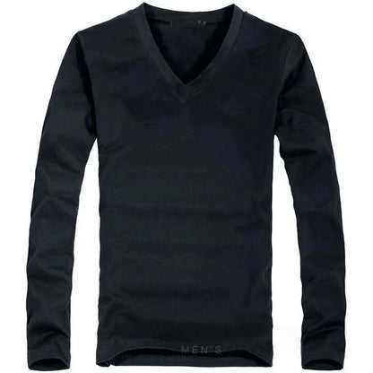 Herren V-Neck Langarm T-Shirt