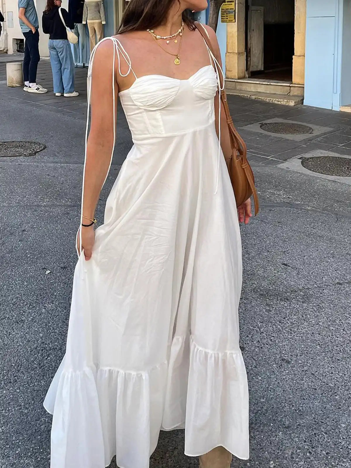 Weißes Spitzenkleid Damen