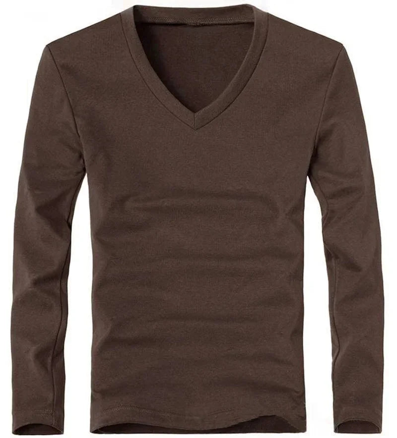 Herren V-Neck Langarm T-Shirt