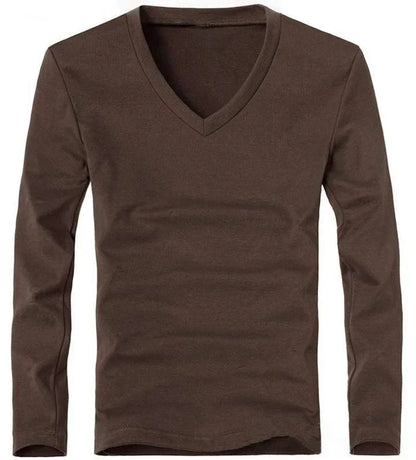 Herren V-Neck Langarm T-Shirt