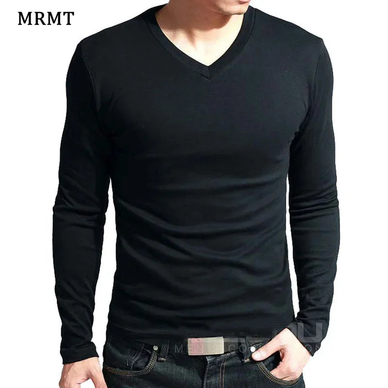 Herren V-Neck Langarm T-Shirt