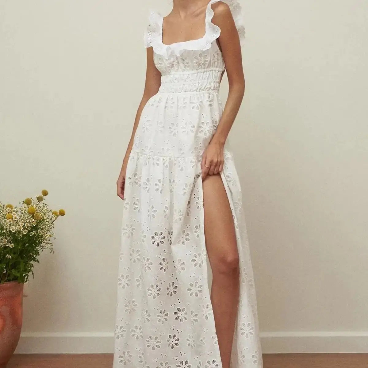 Weißes Spitzenkleid Damen