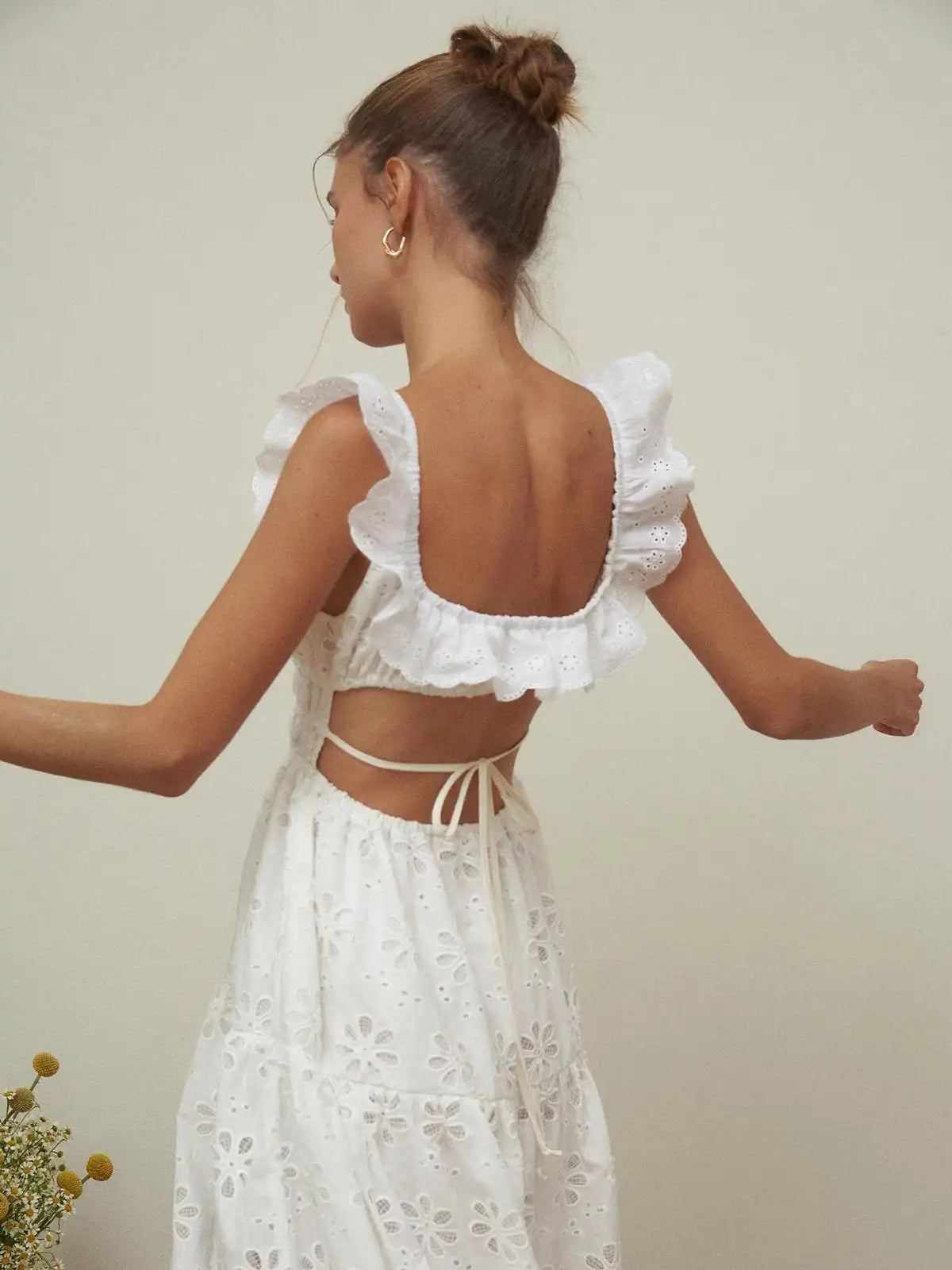Weißes Spitzenkleid Damen