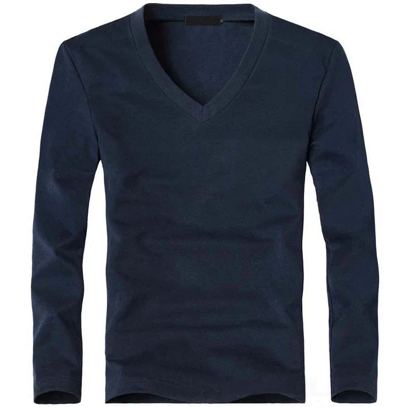Herren V-Neck Langarm T-Shirt