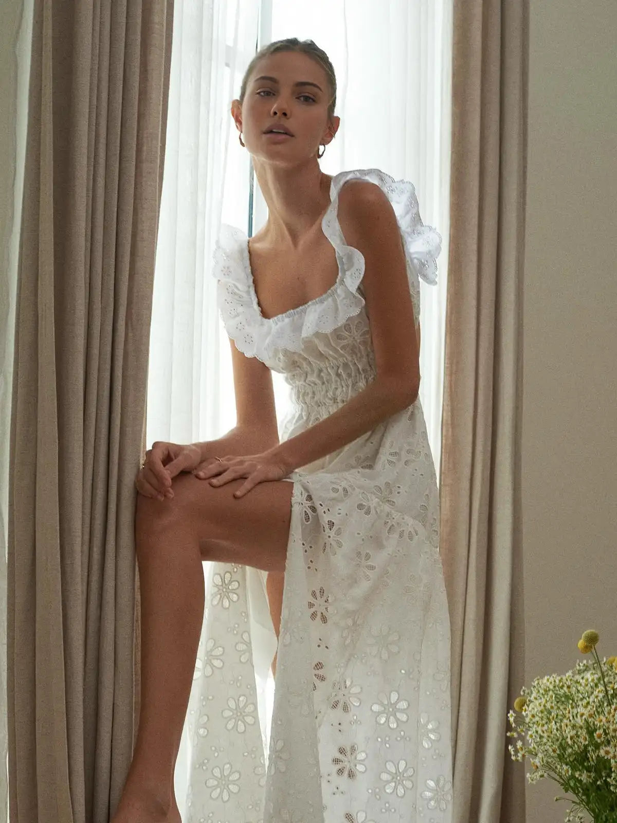 Weißes Spitzenkleid Damen