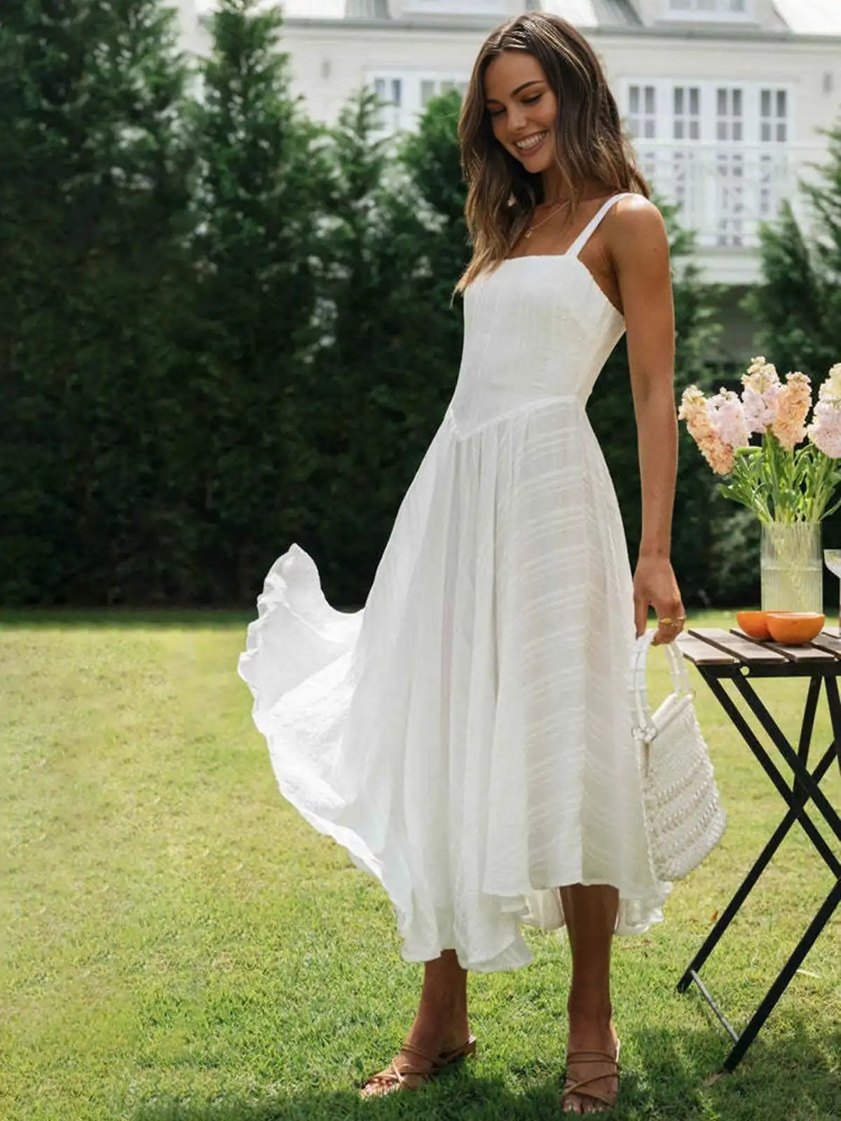 Weißes Spitzenkleid Damen