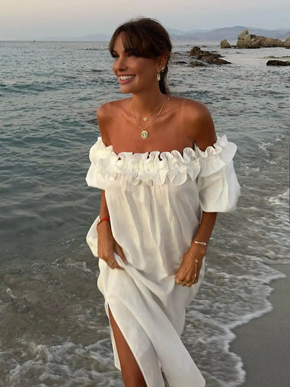 Weißes Spitzenkleid Damen