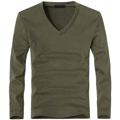 Herren V-Neck Langarm T-Shirt