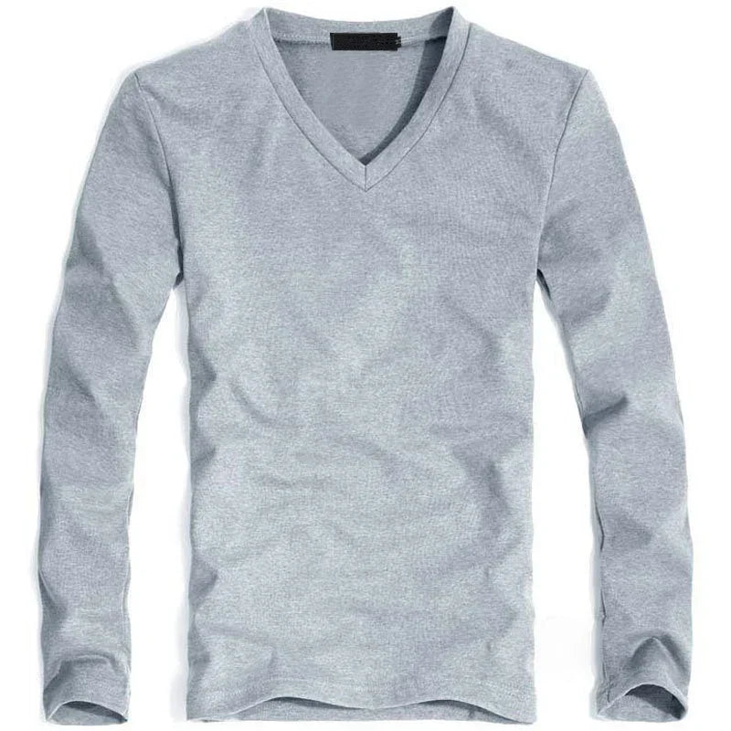Herren V-Neck Langarm T-Shirt
