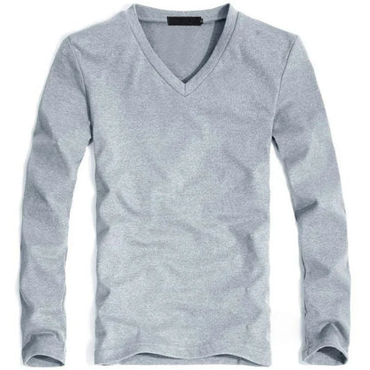 Herren V-Neck Langarm T-Shirt