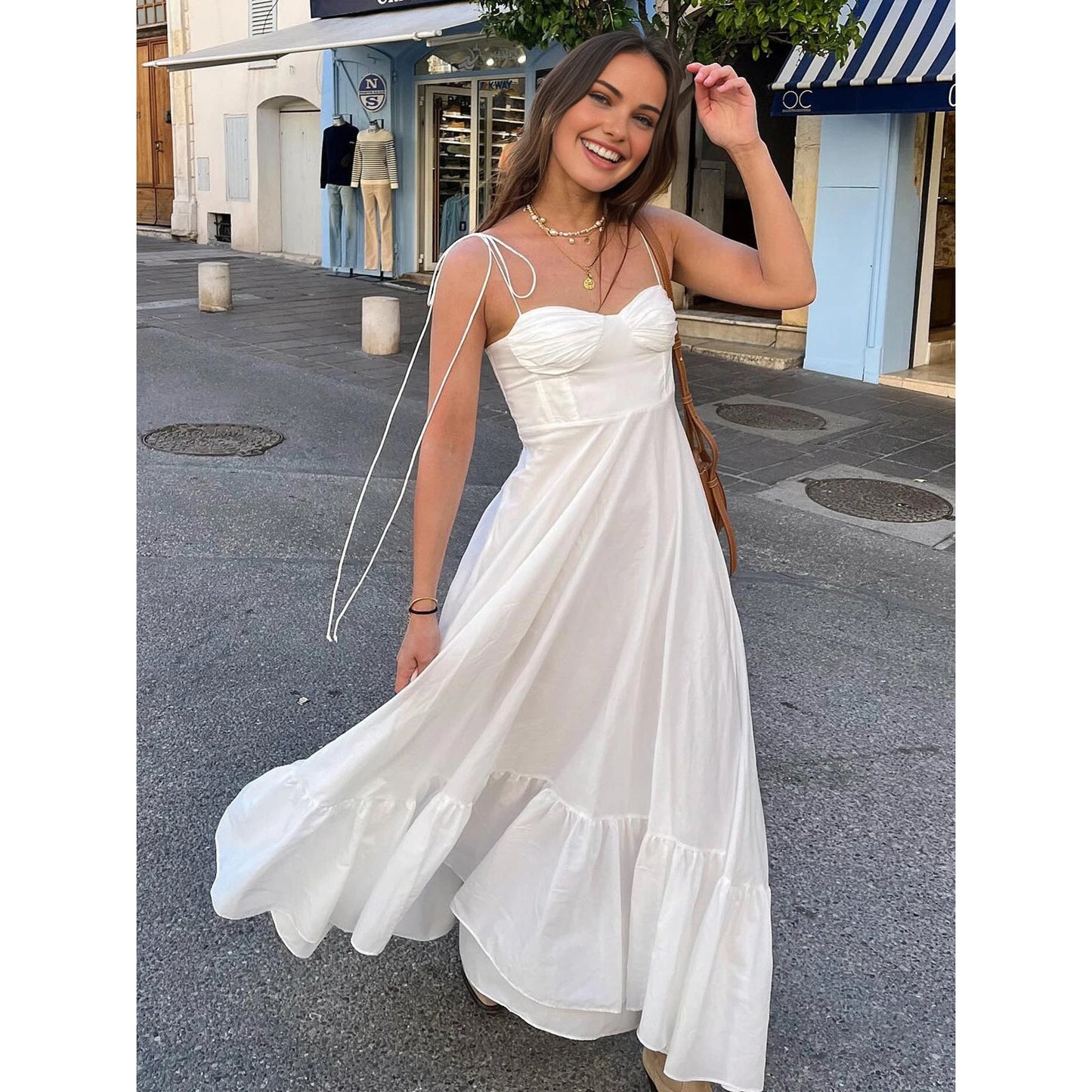 Weißes Spitzenkleid Damen